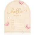 thumbnail image 1 of Wooden Hello World Newborn Sign – 5.9” Baby Birth Announcement Board with Star, Moon & Cloud Design – Welcome Name Sign Keepsake for Hospital Photos, Nursery Decor & Photo Prop, 1 of 7