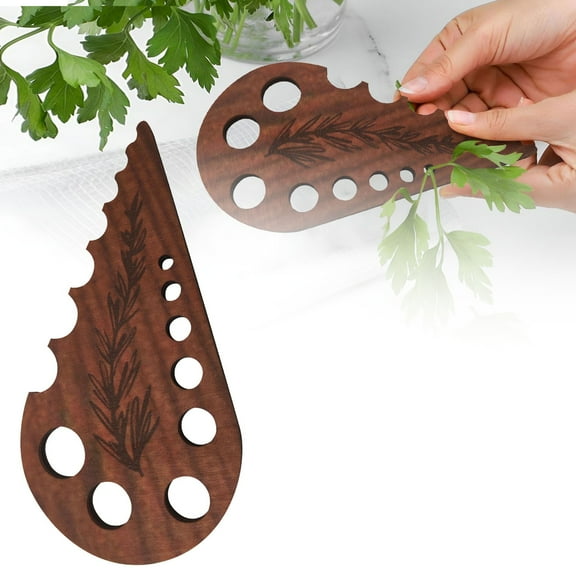 Wooden Herb Stripper and Vegetable Leaf Separator, Wood Kale Remover Tool with Unique Shapes, Fun Kitchen Gadgets for Thyme Rosemary and Parsley