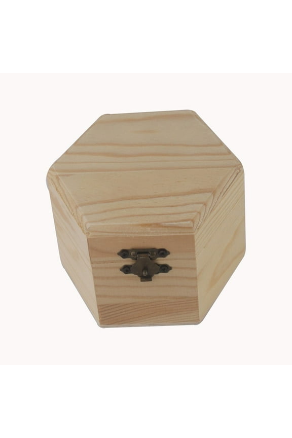 Wooden Hexagonal Shaped Storage Box Jewelry Box Wedding Gifts Favors Box Holder