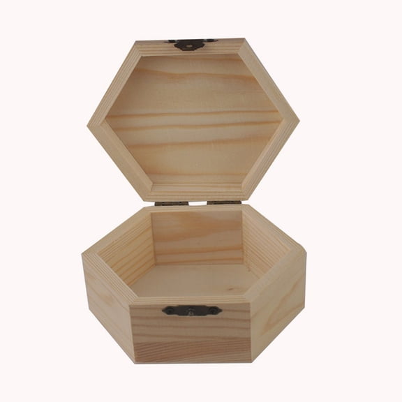 Wooden Hexagonal Storage Box for Jewelry, Wedding Keepsakes, and Favors
