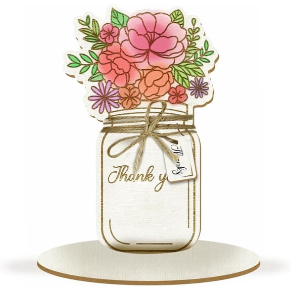Wooden Hibiscus Greeting Cards Mason Jar Bouquet Greeting Cards Laser Cut Cards DIy Wooden Craft Flower Blank Filled Greeting Cards Teacher's Day Mother's Day Gifts DIY