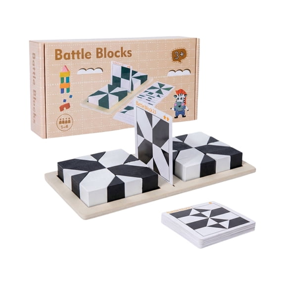 Wooden Hidden Block Puzzle, Two-Player Battle Game, Logic Thinking Toy, Brain Teaser, Spatial Awareness Training, Interactive Matching Game at Home, White