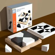 Wooden Hidden Blocks Puzzle Game - Brain Challenges with Solid Wood Box & Deluxe Black and White Pieces, 3D Logic & Spatial Thinking Tabletop Toy, Perfect for Family Fun & Creative Gifts