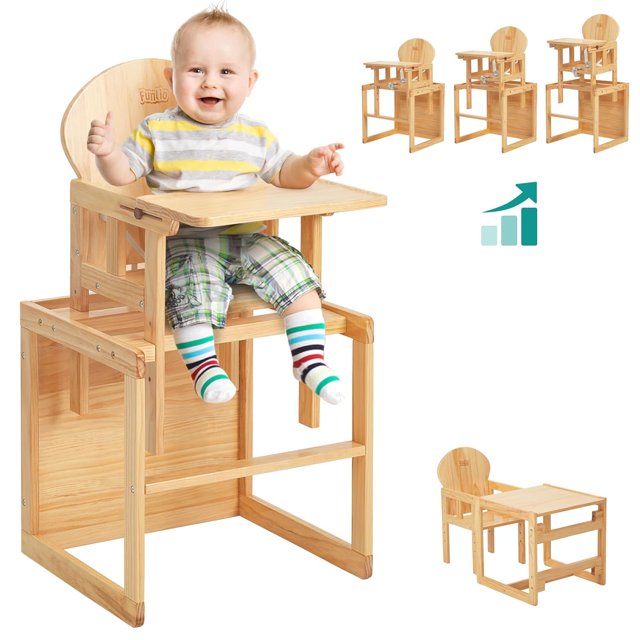 Wooden High Chair, 2in1 Convertible HighChair for Toddlers 0.56