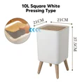 thumbnail image 1 of Wooden High Foot Trash Can For Bathroom Creative Kitchen wastebin with Press Cover Living Room Toilet Garbage container, 1 of 8