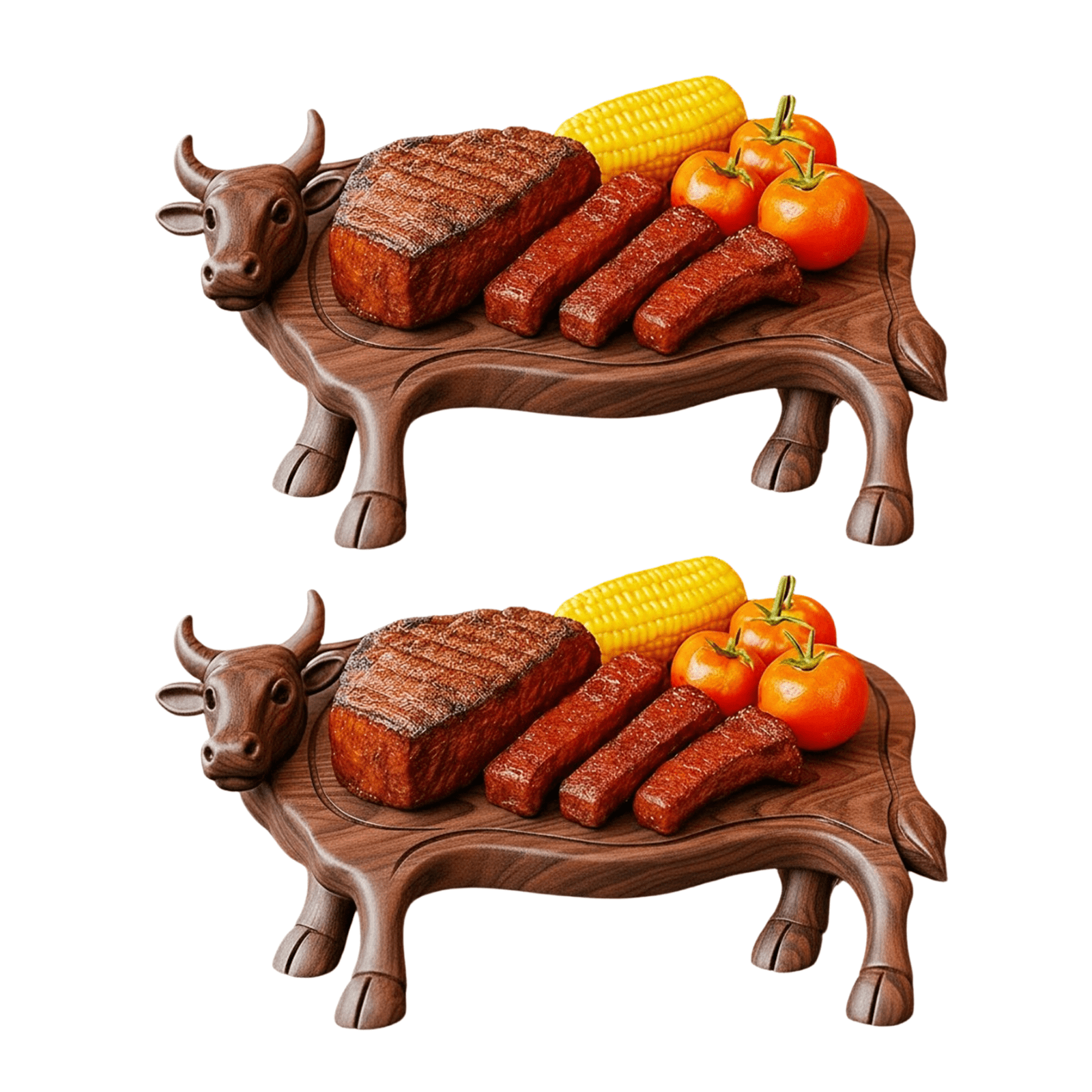 Wooden Highland Cow Charcuterie Board, Divided Serving Tray Board Made ...