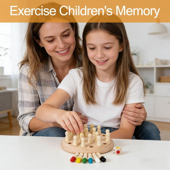 Wooden Hobby Toys, Memory Chess, Color Matching Game for Seniors with Dementia, Concentration Training Alzheimer’S Activity Product, Durable 6 Inch Diameter Fine Motor Sensory