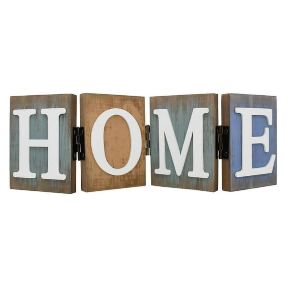 Wooden Home Sign Rustic Decorative Letters Freestanding Letter Centerpiece Folding Word Sign Wood Farmhouse Decor for Shelf Mantel Entryway Kitchen (Home)
