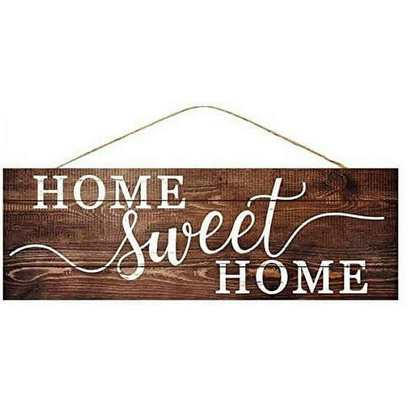 Wooden Home Sweet Home Sign - 15" x 5", Vintage Brown Front Door Decor, Christmas, Wreath