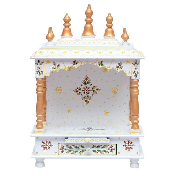 Wooden Home Temple White / White Handcrafted Rajisthani Temple / Wall Hanging And Table Top Mandir/ Pooja Mandir / Pooja Mandap / Devghar