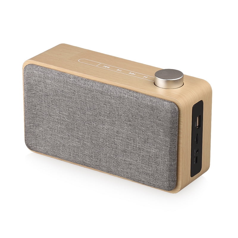 Wooden Home Wireless Mobile Phone Bluetooth Speaker Metal Knob Touch Cloth Computer Card Au-dio Portable ,Clear Distortion-Free