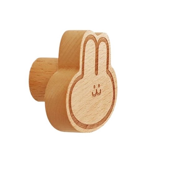 Wooden Hook Home Cartoon Rabbit Wood Hooks Wall Key Towel Hanger Wardrobe Door Handle Kitchen Decora Hook Accessories