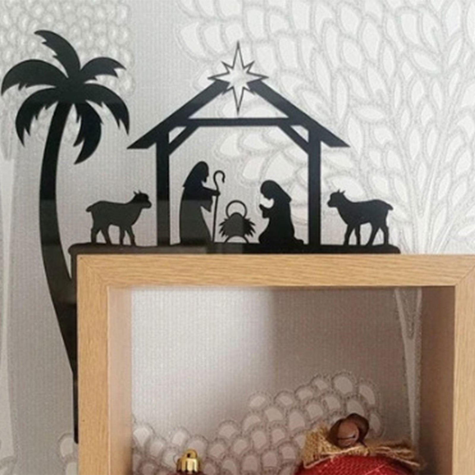 Wooden Horn Hanging At The Door Of ' Birth Clear Acrylic Beads Glass