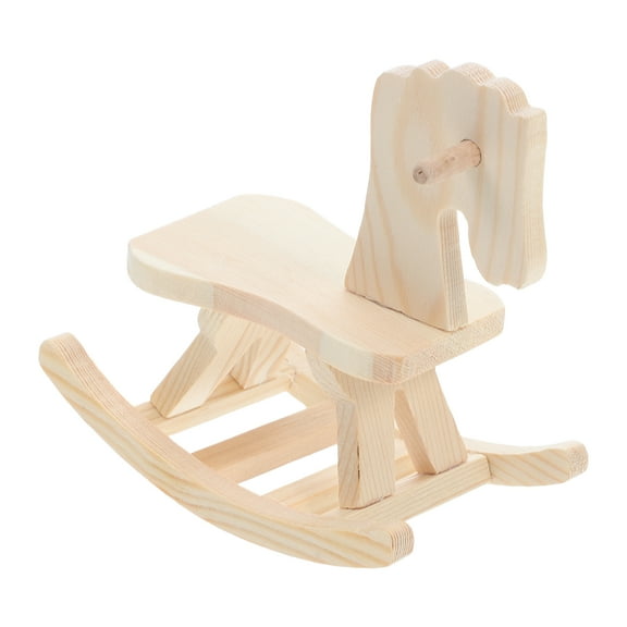 HOMEMAXS DIY Wooden Rocking Horse for Kids Unfinished Craft Project Beige Color Realistic Assembly Durable Wood