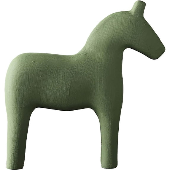 Wooden Horse Figurine Mini Swedish Dala Pure Color Horse Statue Pinewood Hand Painted Nordic Style Horse Figurine for Family Living Room, Entrance Door, Desk, Cabinet, Bookshelf(Green-S)