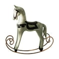 thumbnail image 1 of Wooden Horse Figurine Rocking Horse Statue Desk Figure Ornament Distressed Finish for Fireplace Bedroom Cabinet, 1 of 9