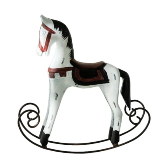 Wooden Horse Figurine Rocking Horse Statue Desk Figure Ornament Smooth Surface Home Decor for Kids Birthday Gift Party