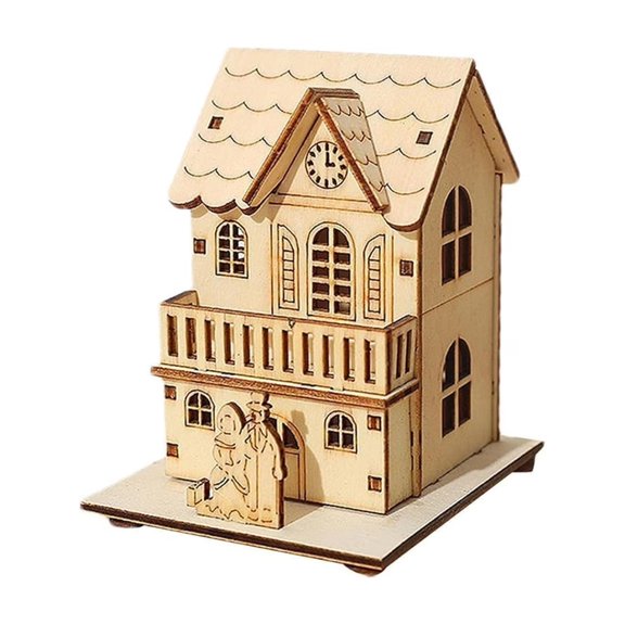 Wooden Houses for Crafts | 1 Pieces Wooden Christmas Luminous House | Christmas Village Glowing Cabin Ornament | Small Wooden Crafts Houses for Christmas Decorations
