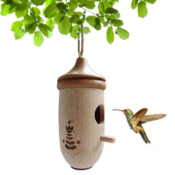 Wooden Hummingbird House, Small Hummingbird House for Outside, Natural Hummingbirds Houses Bird Nesting Box Cute Gardening Gifts Home Decoration for Birds Lover