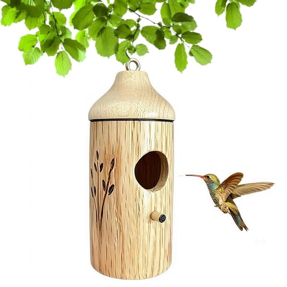Wooden Hummingbird House, Small Hummingbird House for Outside, Natural Hummingbirds Houses Bird Nesting Box Cute Gardening Gifts Home Decoration for Birds Lover