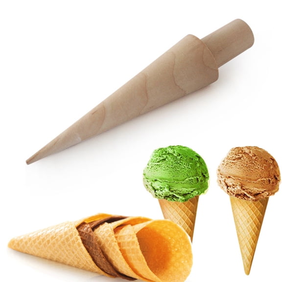 Wooden Ice Cream Cone Mold Roll Omelet Waffle Roller Pastry Roll Baking Decorating