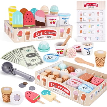 Ice Cream Maker Melissa & Doug Wooden Scoop And Serve Ice Cream Counter (28 Pcs Pretend Play Toys