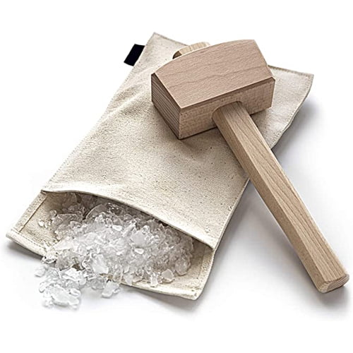 Wooden Ice Crusher Set - High Durability Beech Ice Hammer with Bag - Labor-saving Kitchen Tool - Perfect for Crushing Ice