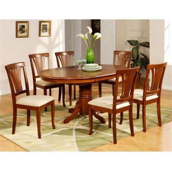 Wooden Imports Furniture AV5-SBR-C 5PC Avon Dining Table and 4 Microfiber Upholstered Seat Chairs in Saddle Brown Finish
