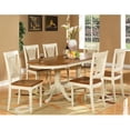 thumbnail image 1 of Wooden Imports Furniture PV7-WHI-W 7PC Plainville Table with Double Pedestal & 6 Wood Seat Chairs in Buttermilk & Cherry Finish, 1 of 1