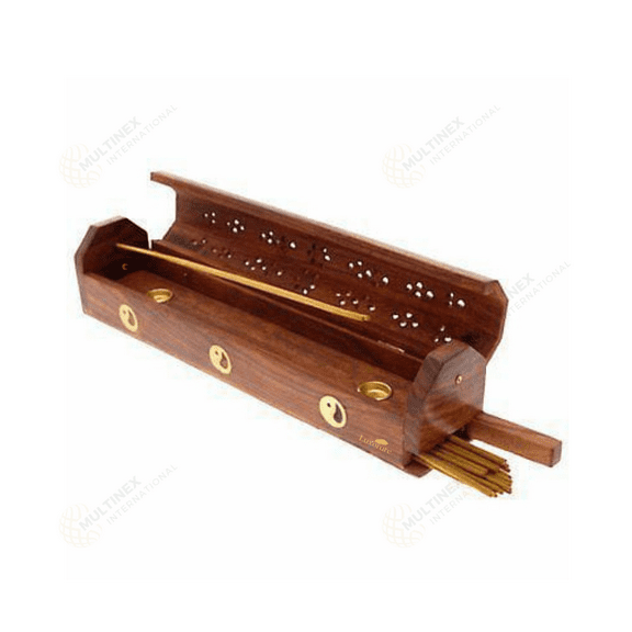 Wooden Incense Cone Stick Holder with Storage (Box)