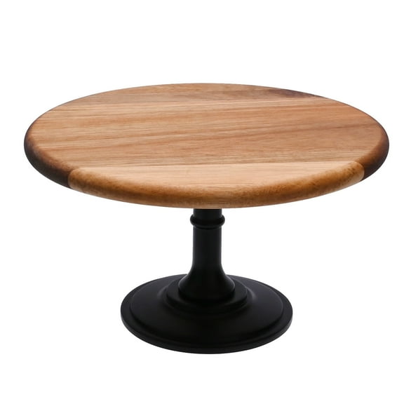 8 inch Wooden Pastry Tray, Round Wood Server Cake Display Stand, for Weddings, Birthdays, and Afternoon Tea