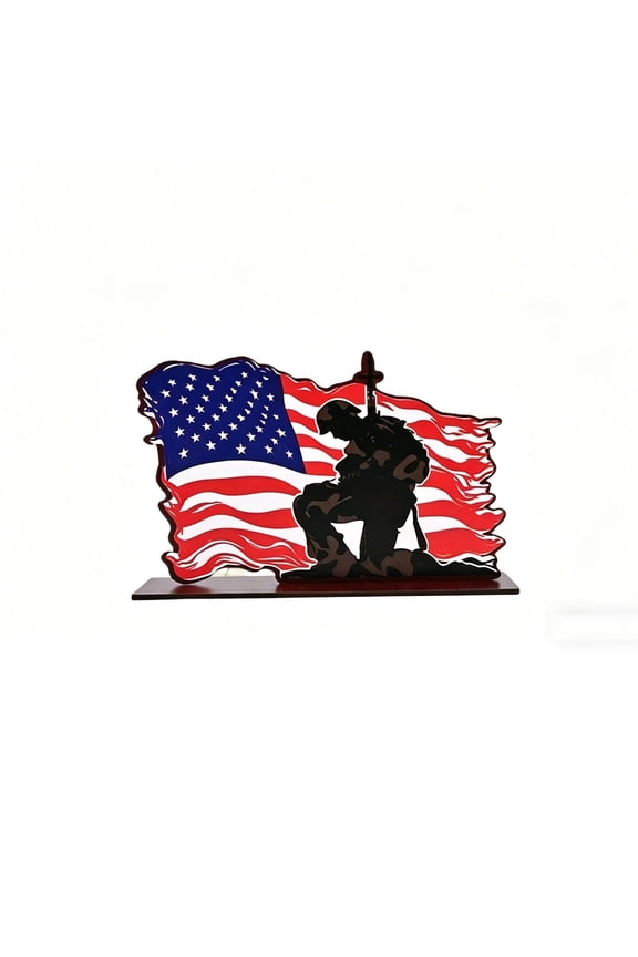 Wooden Independence Day Flag Ornament Multicolor