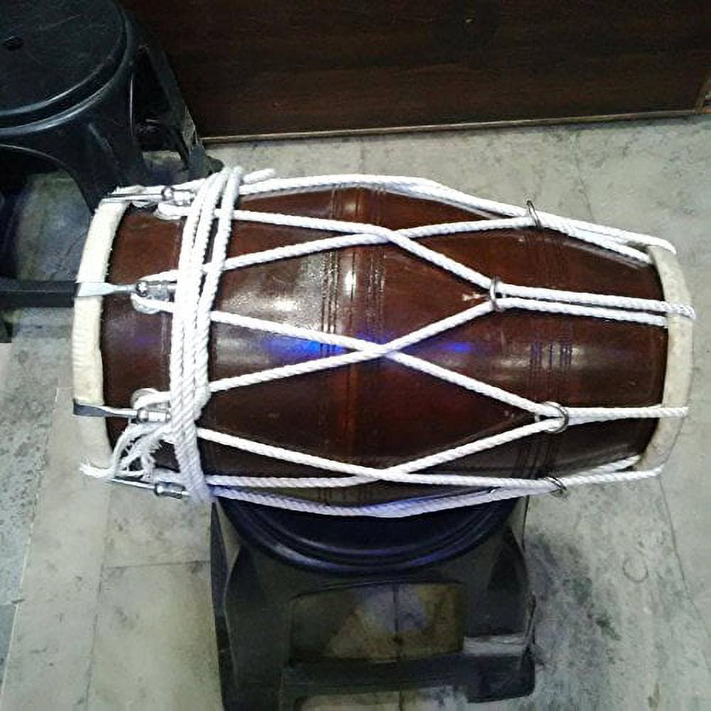 Wooden Indian Folk Musical Instrument Dholak Drum Tied Rope
