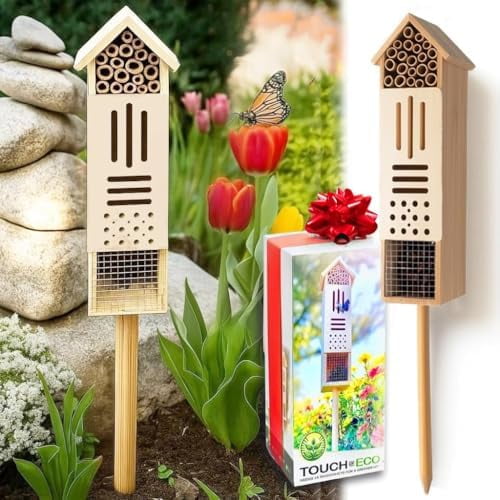 Wooden Insect House, Insect Hotel for Bugs, Bees, Butterflys, Ladybirds, Natural Beneficial Insect Habitat for Garden and Yard$$Garden & Patio