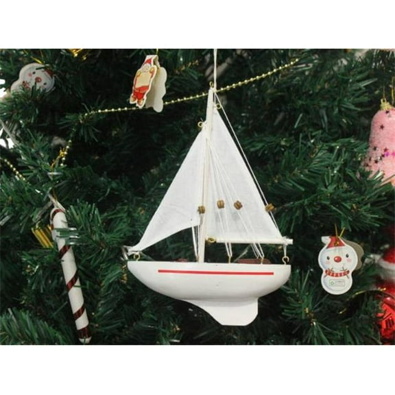 Wooden Intrepid Model Sailboat Christmas Tree Ornament