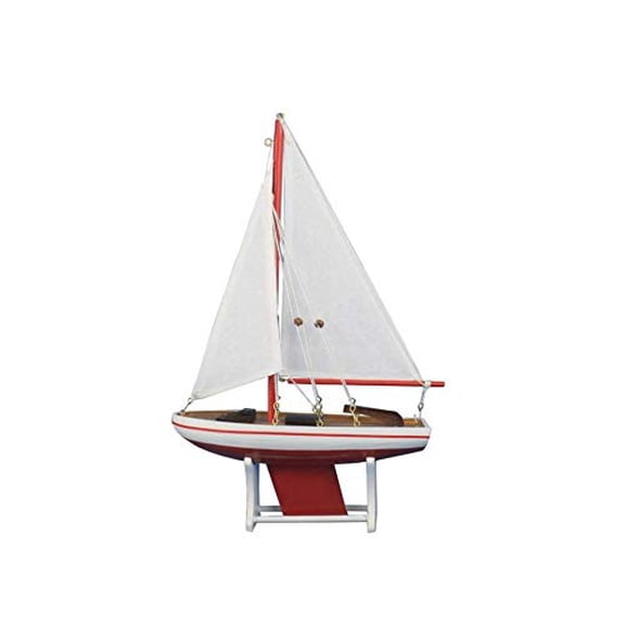 Wooden It Floats 12" - Red Floating Sailboat Model - Model Ship - Nautical Home