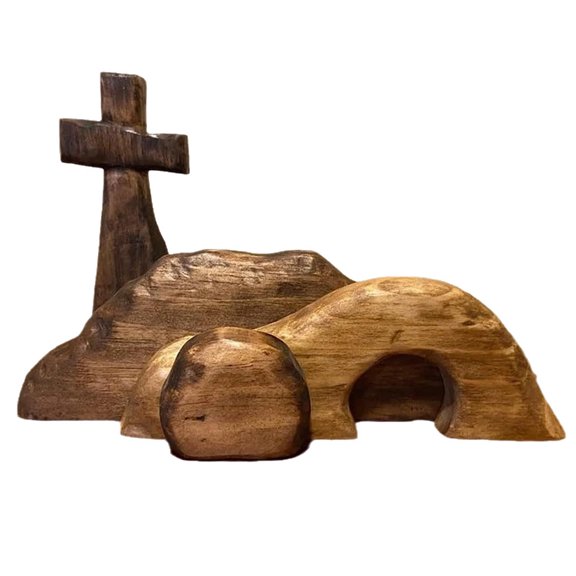 Wooden Jesus Nativity Resurrection Scene Figurine Resurrection Scenes Cross Tombs Set for Shelf Desk Family Gathering Holiday
