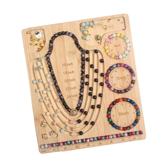 Wooden Jewelry Beading Board for Jewelry Makers, and Necklace Layout Tray With Compartments for Bead Sorting