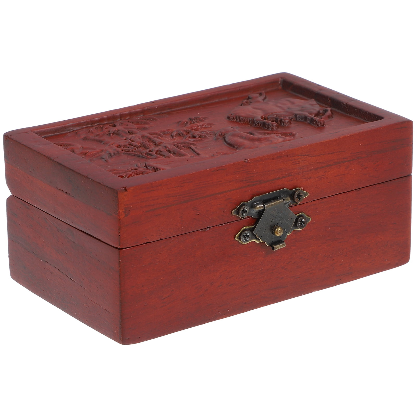 INGRIDSTORE Wooden Jewelry Box Display Small Trinket Case Boxes Jewlery Earring Holder Organizer Miss