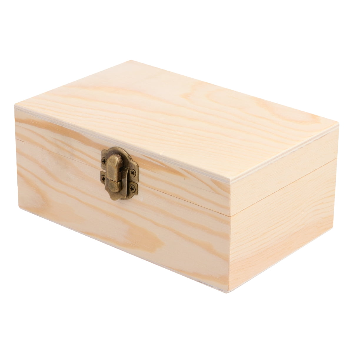 Extra Large Plain Wood Box Wooden Chest Storage Decoupage Craft Handles Lid  x1