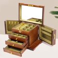 thumbnail image 1 of Wooden Jewelry Box for Women 4 Layer Wood Jewelry Boxes & Organizers with Combo Lock for Jewelries, Necklaces, Rings, Vintage Style Jewelry Storage Box with Drawers and Mirror, 1 of 18