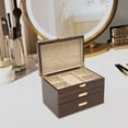 thumbnail image 1 of Wooden Jewelry Box for Women, 3 Layers Large Wooden Jewelry Organizer Box Watches Necklace Ring Storage Box for Women (Walnut 3 Layer), 1 of 10