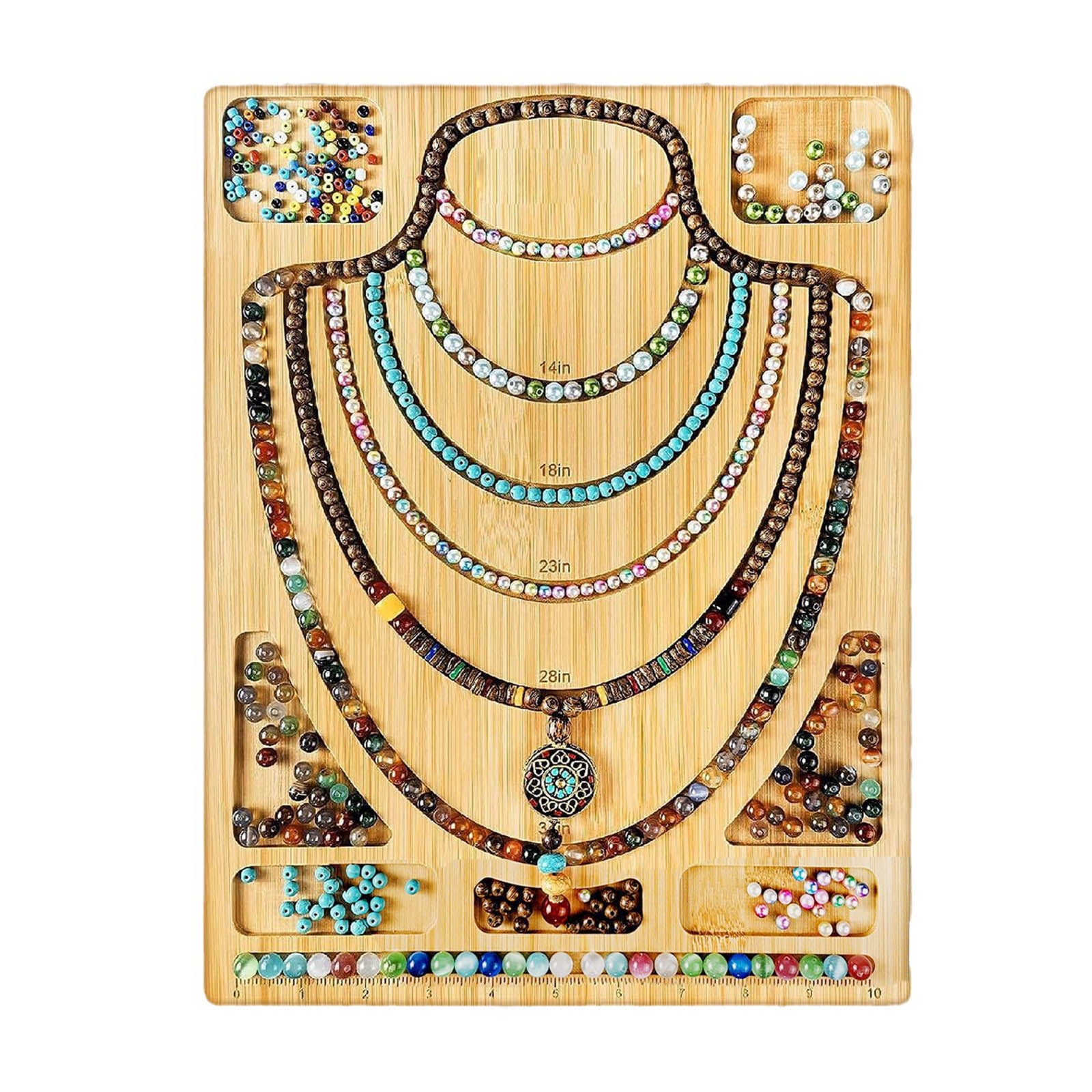 Wooden Jewelry Design Board Beading Design Tray Bead Plate for Bracelets, Necklaces Making and Measuring Easy to Use