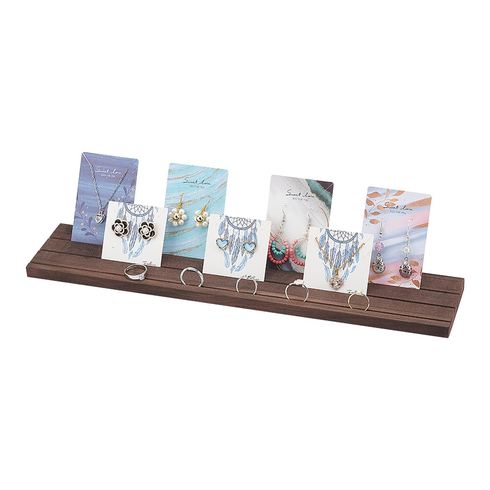 Wooden Jewelry Display Stands 3-Slot Wood Earring Card Holder Portable ...