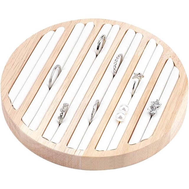 Wooden Jewelry Display Tray 6 Long Slots Ring Earring Display Storage
