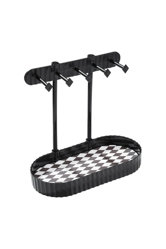 Wooden Jewelry Organizer with Storage Tray & 5 Non-Slip Hooks | Hanging Necklace Earring Bracelet Ring Holder | Space-Saving Jewelry Display for Dresser Desk | Perfect Gift for Women & Girls