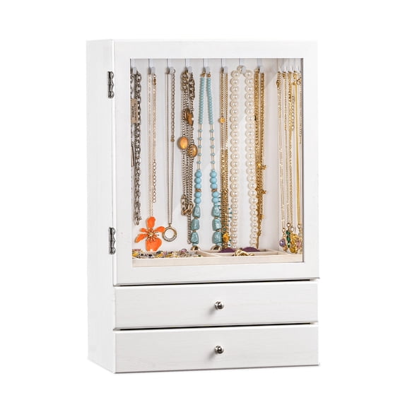 Dinmligt Necklaces Organizer with 2 Drawers and 18 Necklace Hooks ...
