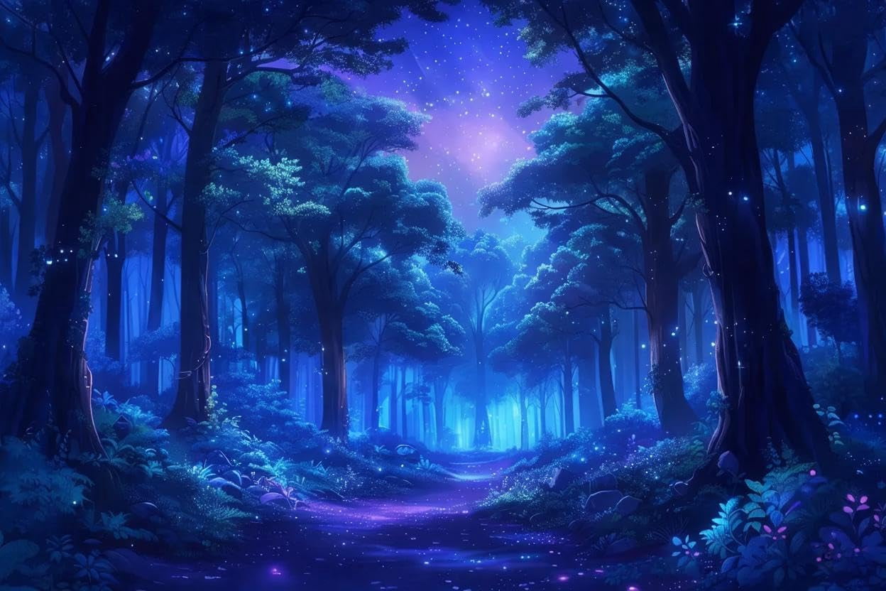 Wooden Jigsaw Puzzle 1000 Piece Blacklight Fantasy Forest Anime Wooden ...