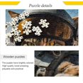 thumbnail image 1 of Wooden Jigsaw Puzzle 1000 Pieces Cat Pilot Print, Zigsaw with Alphabet Partition Storage Bag Easy to Solve, Fun Family Game Creative Gift for Friends Parents Grandparents, 1 of 6
