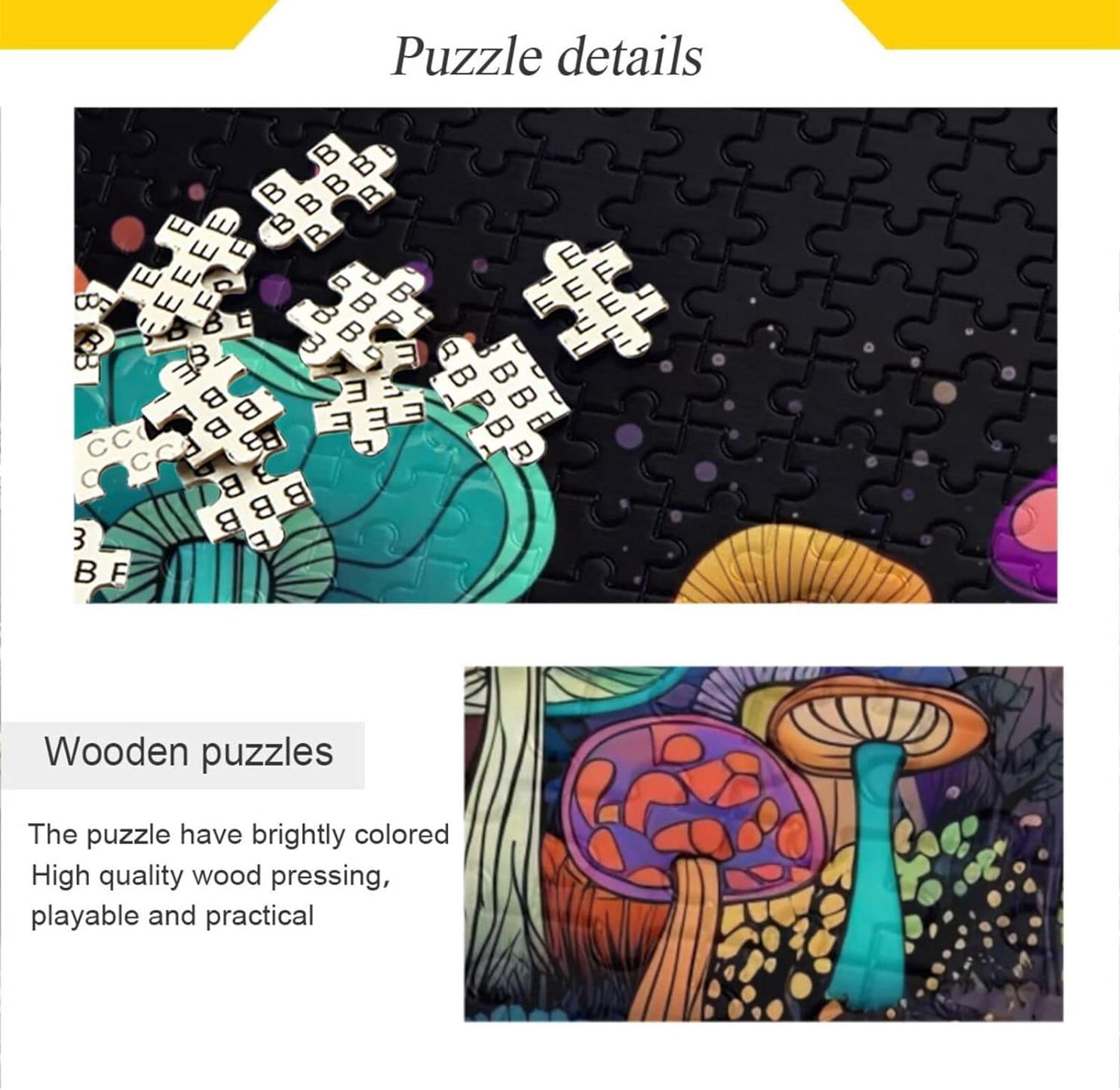 Wooden Jigsaw Puzzle 1000 Pieces Dark Night Fantasy Mushroom Print ...